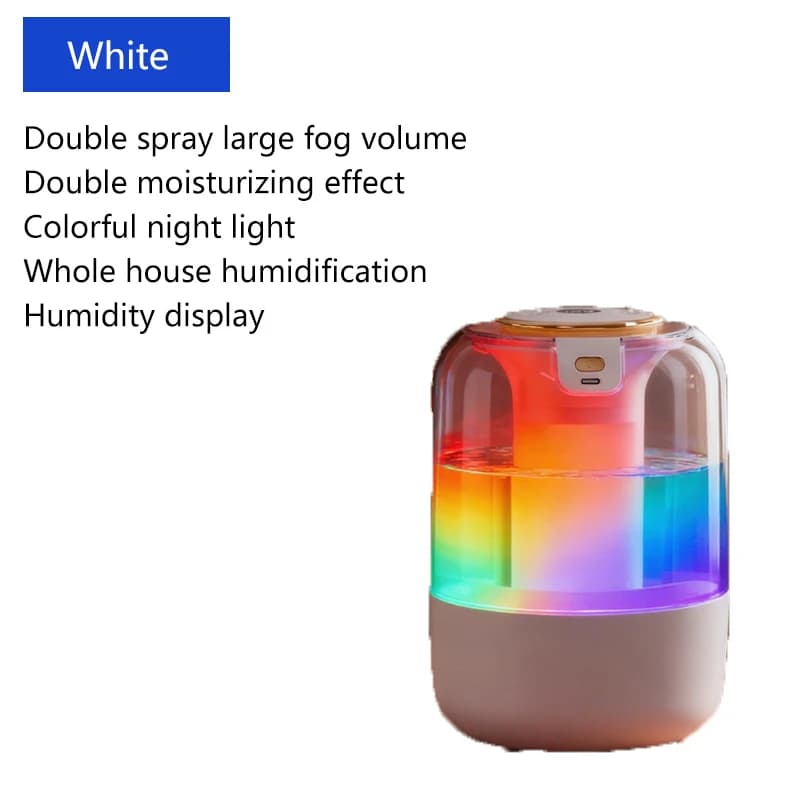 Humidificateur à double pulvérisation, grande production de brouillard, lumière ambiante, pour la ma