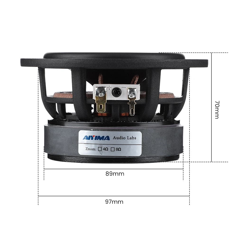 AIYIMA 1 pièce Haut-parleur médium 4 pouces 50W 4 Ohm 8 Ohm, type Bullet, avec bobine 25 mm, dôme en