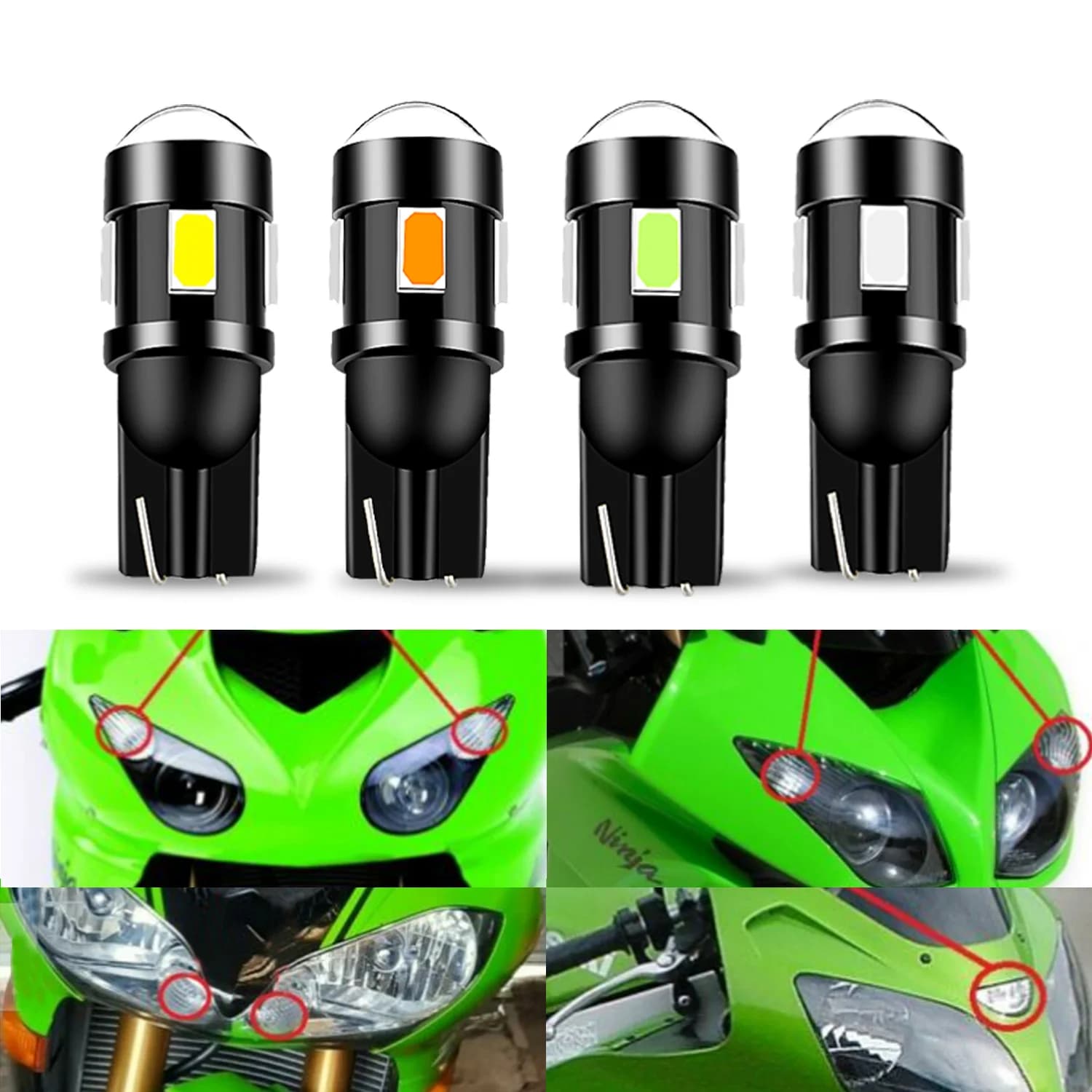 2 pièces W5W CANbus blanc LED moto Position feu de stationnement pour Kawasaki Z250 Z400 Z650 Z900 R