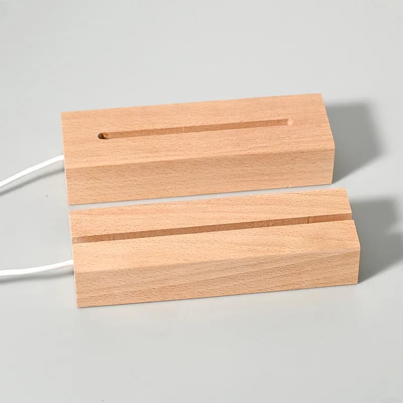 Présentoir de veilleuses 3D en bois à base de Led acrylique de 5mm, avec lumières Led, alimenté par 