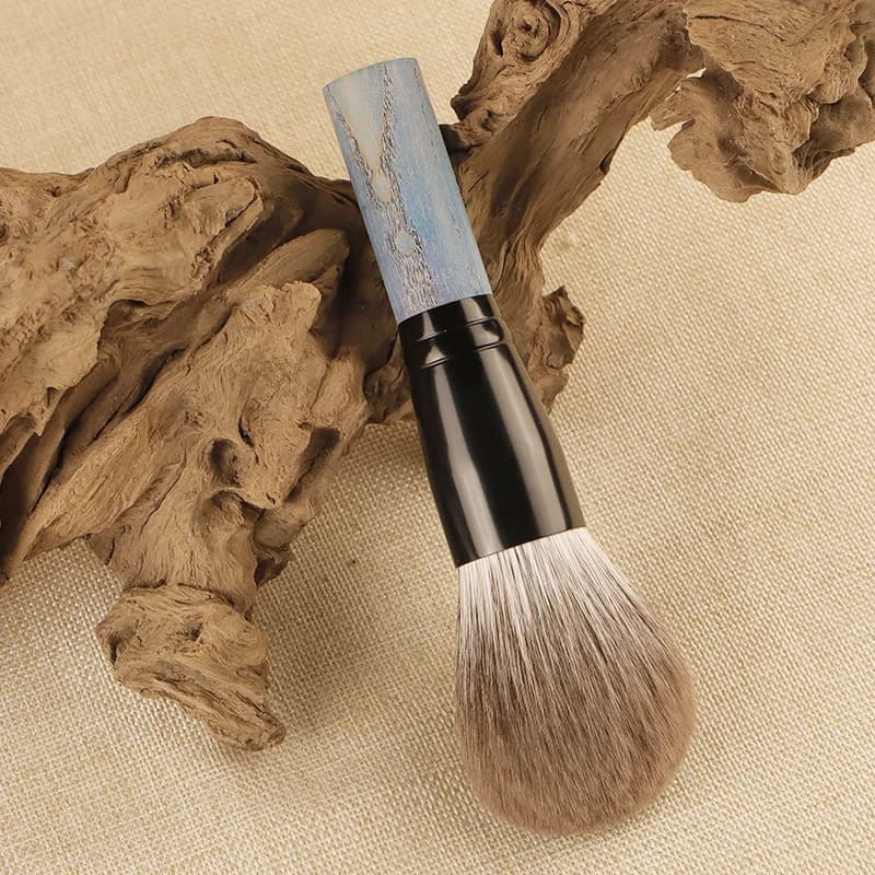 Pinceau à Poudre en Bois Massif, Série Star Moon, Poils de Renard Bleu, Poils d'Animaux, Design à la