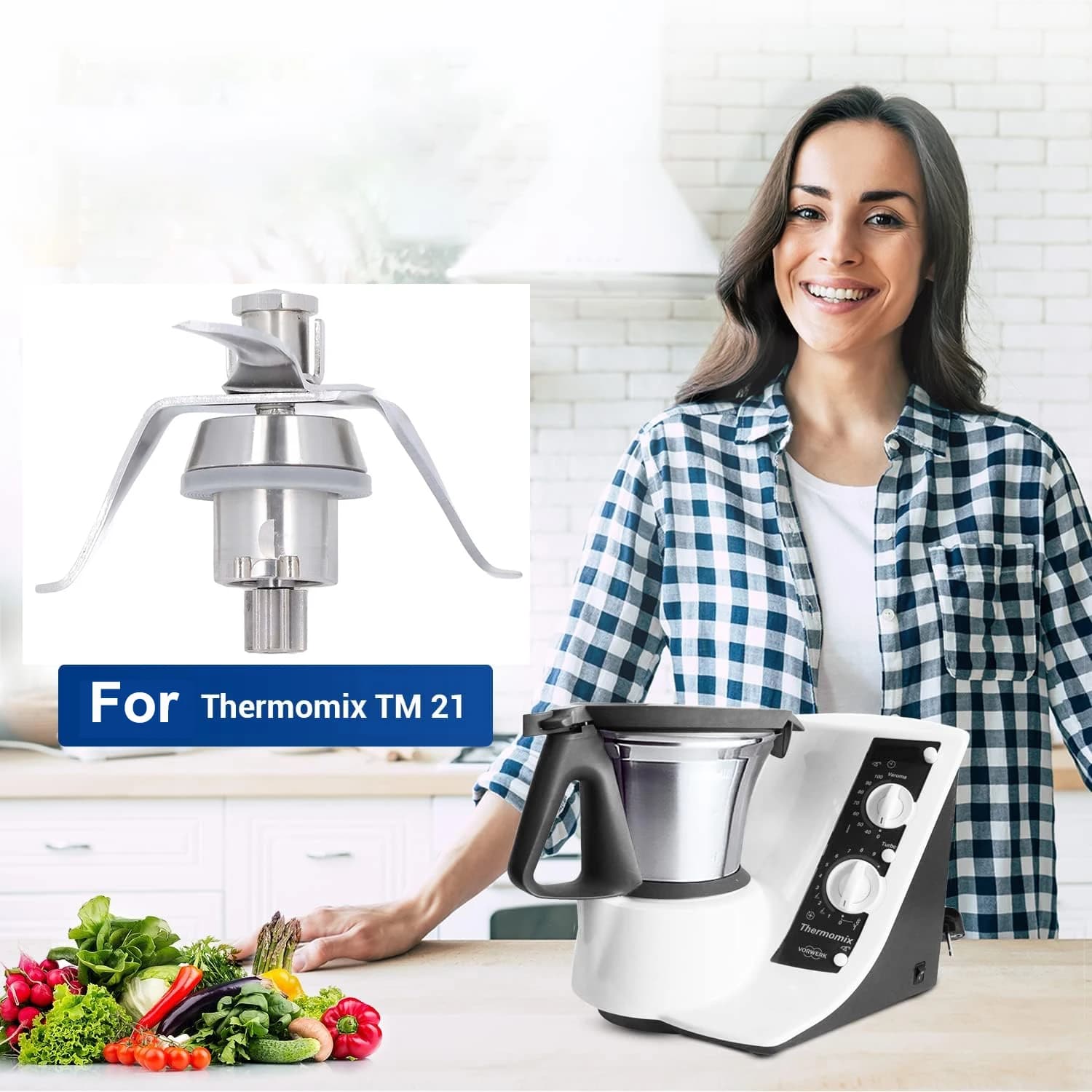 Vorwerk-Lame de rechange pour mélangeur Thermomix TM21, en acier inoxydable trempé, pour centre comm
