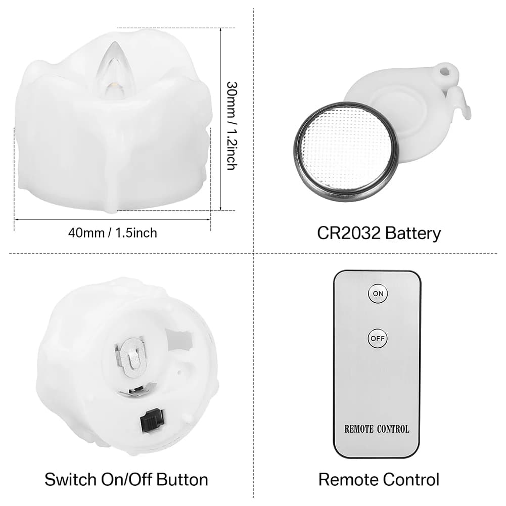 Bougie électronique LED sans flamme avec télécommande, éclairage LED avec effet de flamme vacillante