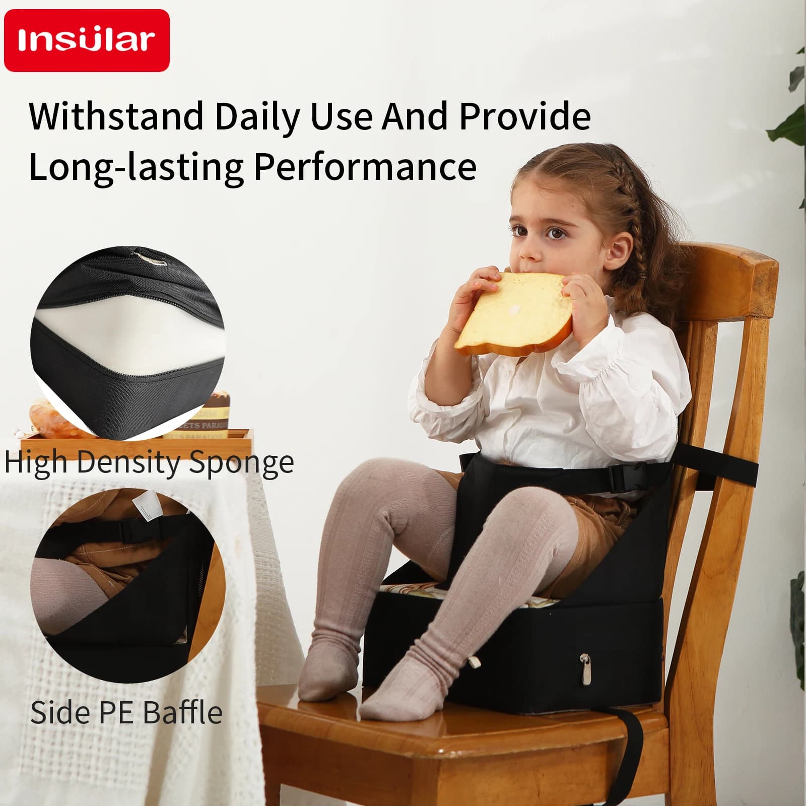 Coussin de siège rehausseur ventilé pliable pour enfants, coussin antidérapant, selle de chaise conf