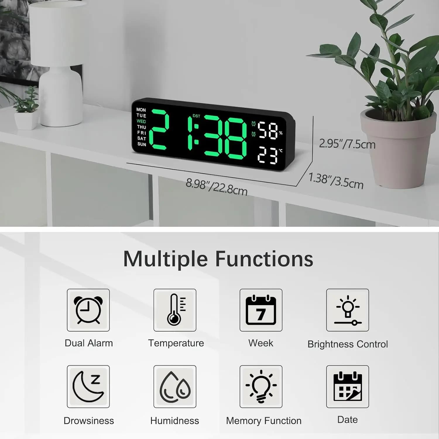 Horloge murale électronique intelligente USB silencieuse à LED, horloge de bureau moderne, alarme no