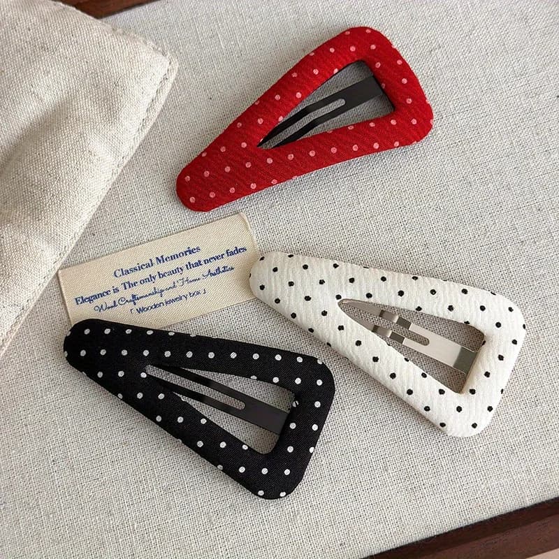 Pince à cheveux triangulaire à pois pour filles, nouveaux accessoires de cheveux en tissu pour frang