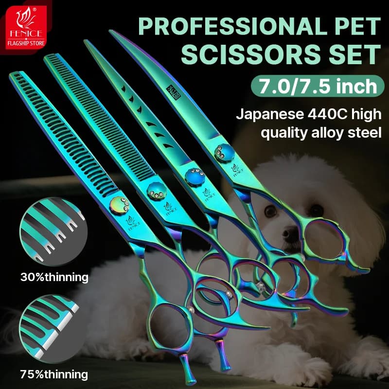 Fenice haute qualité 7.0/7.5 pouces JP440C vert Fluorescent ciseaux de toilettage pour animaux de co