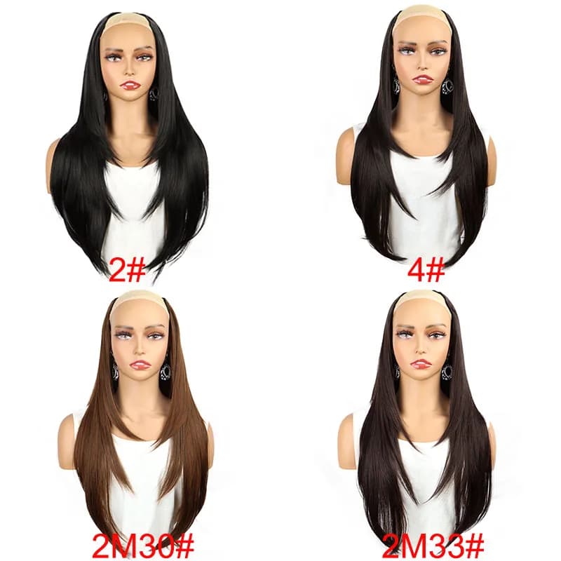 WIGSIN 22 pouces synthétique en forme de V couches 4 Clips longue Extension de cheveux raides mode p