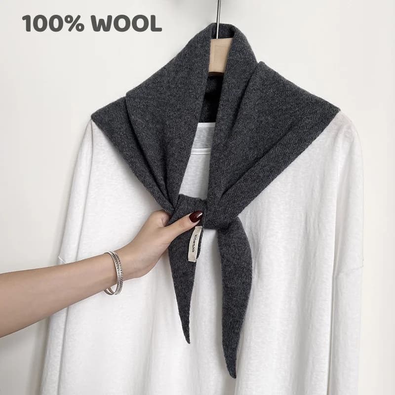 100% laine hiver écharpe pour femmes chaud triangle tricot foulards Hijab solide dame châle envelopp