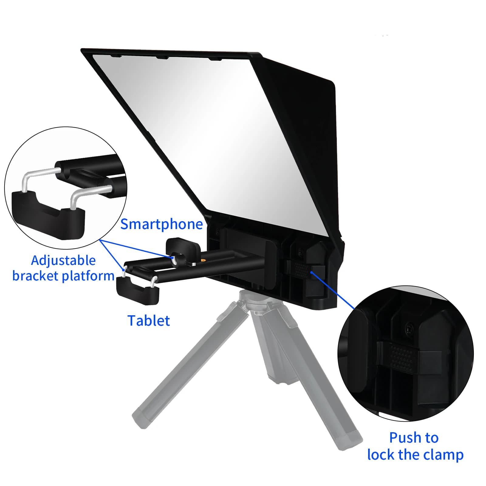 FEELWORLD – téléprompteur Portable TP2A, supporte moins de 8 pouces, prise de vue DSLR, Smartphone/t