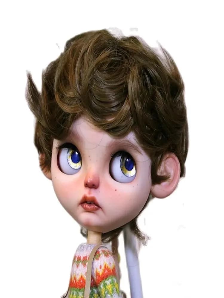 Perruque de poupée Blythe adaptée aux garçons de taille 1/6, cheveux bouclés en soie haute températu