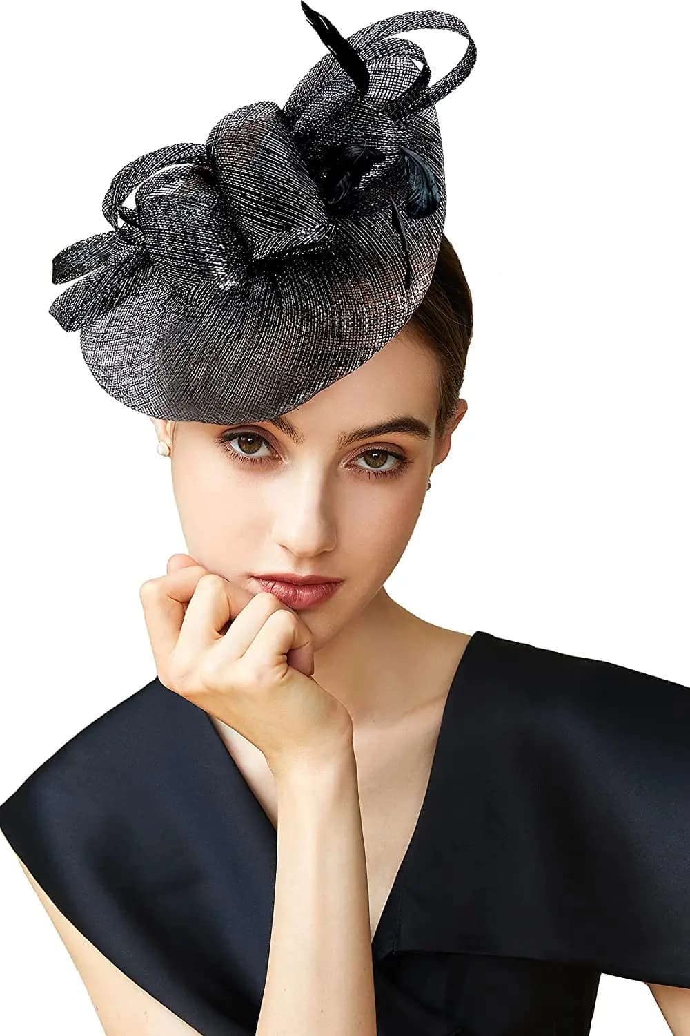 Chapeau Fascinateur Plume Derby Sinamay pour Femme, Bandeau de Sauna, Pillbox, Tri, ixdu Thé, Cockta