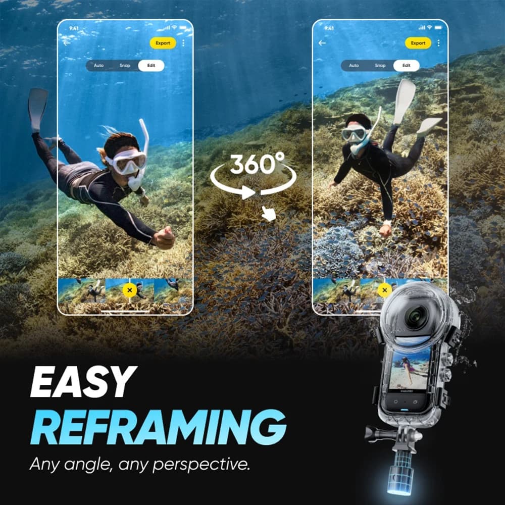 Étui de plongée pour Insta360 X4, boîtier étanche pour Insta360 X4, étui de plongée Invisible sous-m