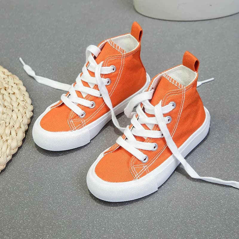 8009 Chaussures en toile pour enfants à la mode de couleur unie, chaussures de planche pour garçons 