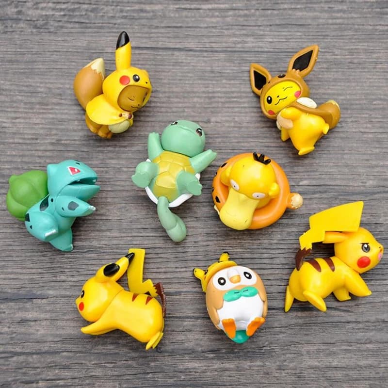 8 pièces Pokemon Mini figurines jouets Pikachu Psycanard écureuil Bulbasaur Miniature gâteau succule