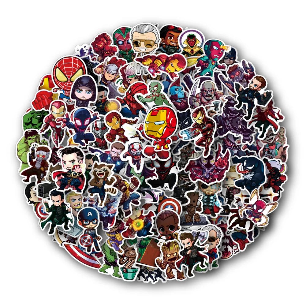 10/30/50/100 pièces Disney Cool Super héros Anime autocollants imperméables moto téléphone voiture o