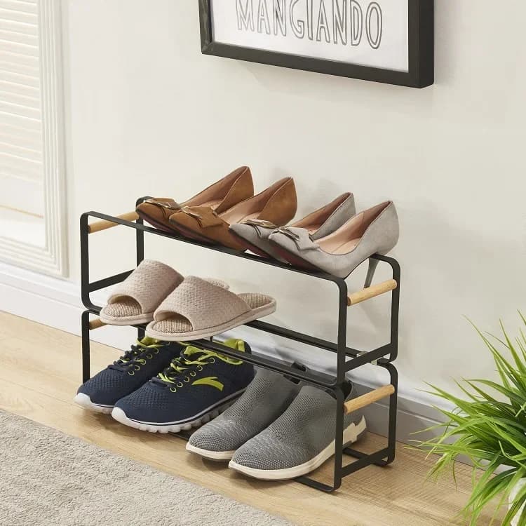 Meubles de maison Simple anti-poussière étagère à chaussures créative fer étagère de rangement de ch