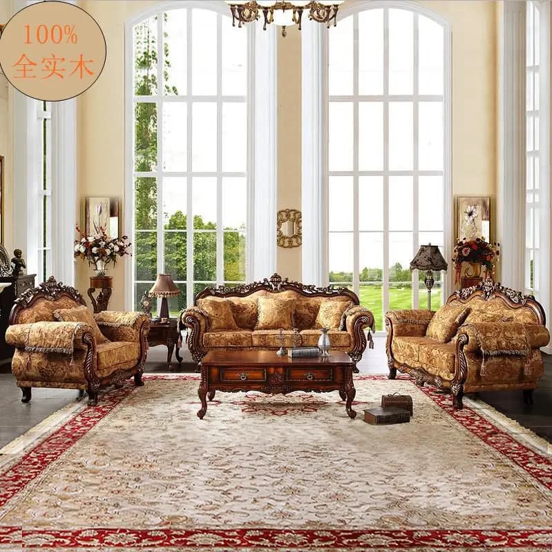 Canapé d'angle en velours de style classique européen, ensemble de meubles de salon de luxe avec ran