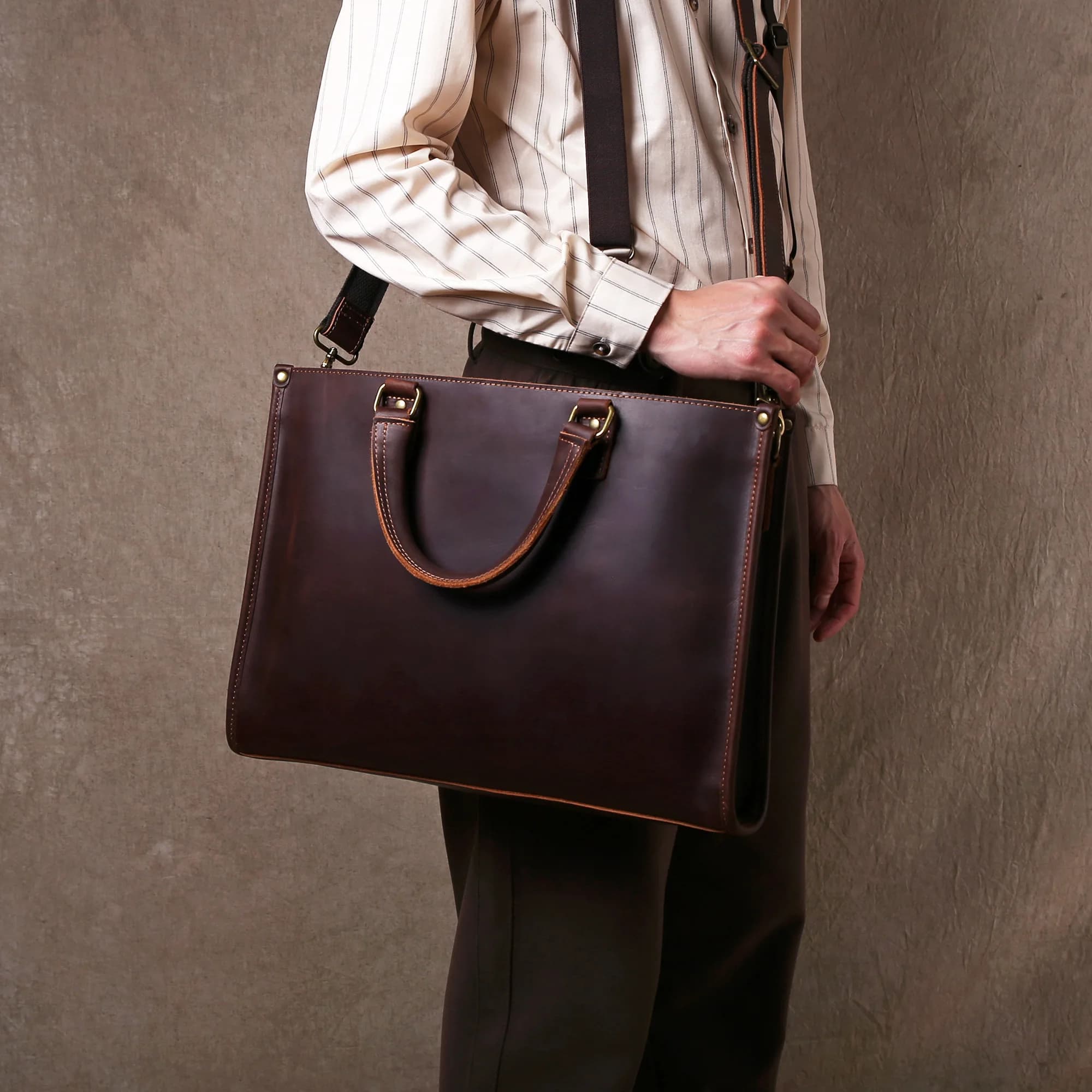 Baotou – sac à main en cuir pour hommes, Ultra-simple, de haute qualité, avec couche en cuir de vach