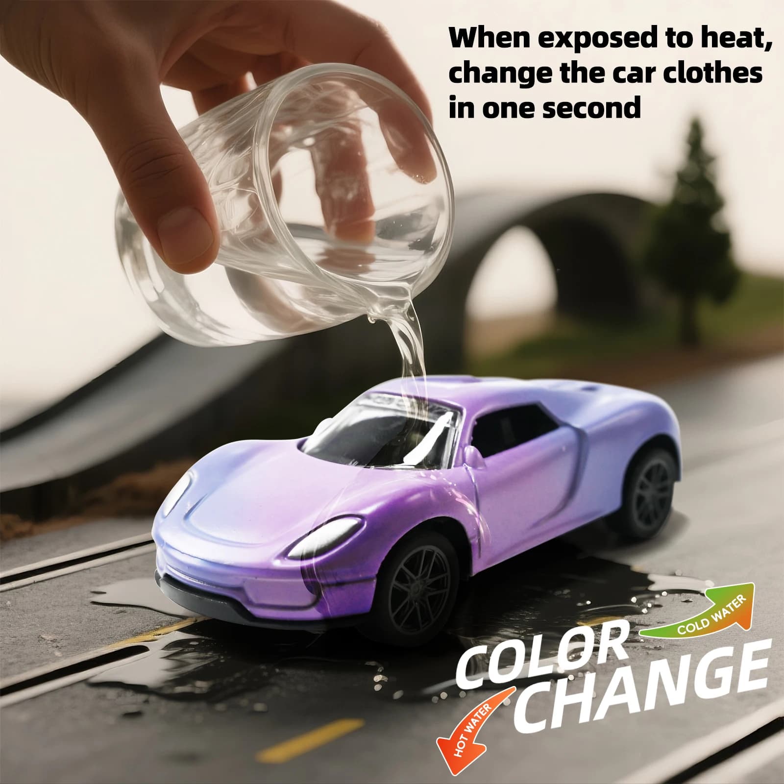Mini voiture magique en alliage à changement de couleur d'eau et de température 1:64, modèle de cour