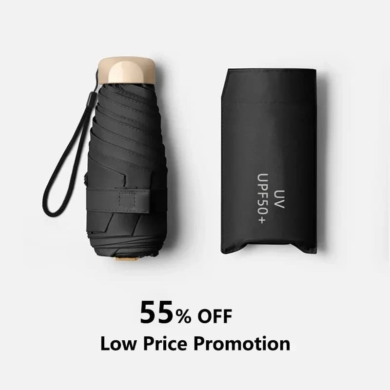 55% de réduction sur Mini parasol petite poche parapluie de pluie vinyle pliant UV Protection contre