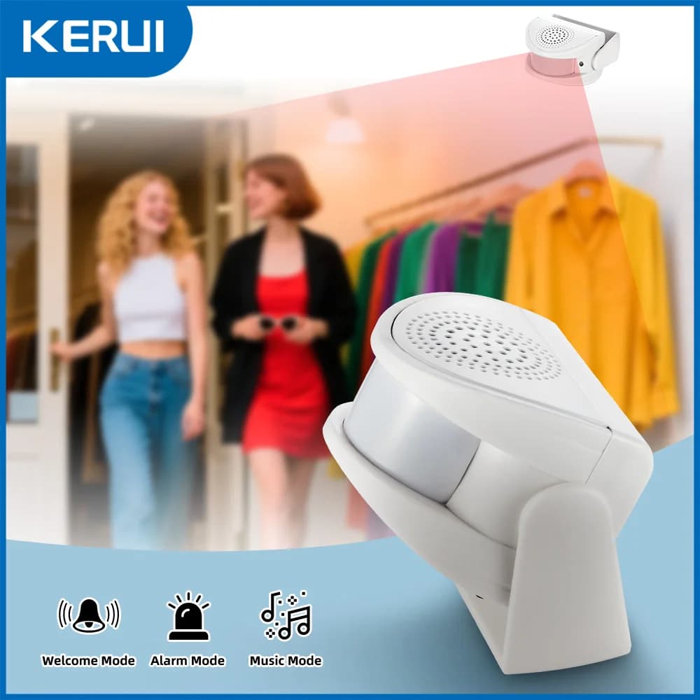 Sonnette de porte sans fil FUERS, alarme de bienvenue pour invités, détecteur de mouvement PIR, pour