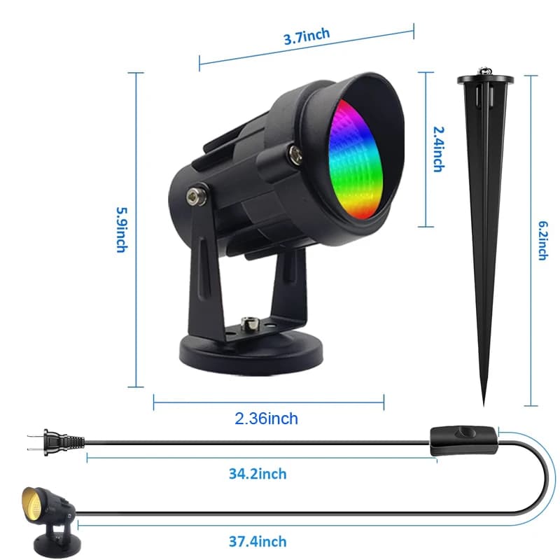Projecteur LED d'intérieur 10W RGBW avec télécommande, changement de couleur, gradation, éclairage d