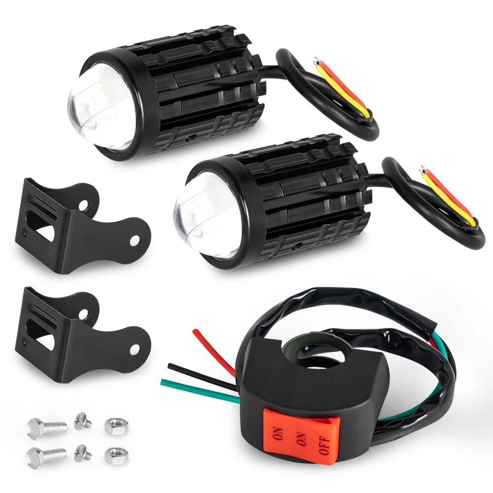 Phare Led pour Moto, 2 pièces, 12V, haute luminosité, lampe pour Moto, projecteurs auxiliaires