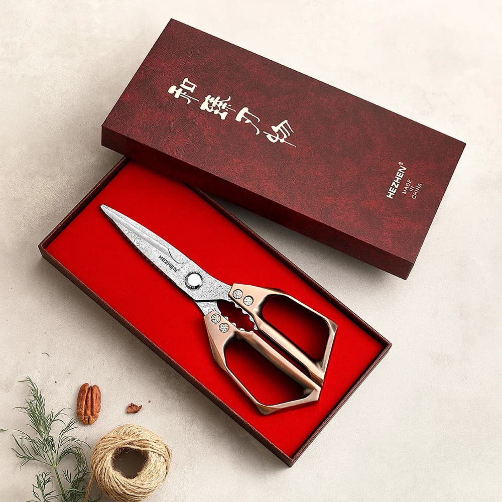 HEZHEN 110 couche damas acier cuisine ciseaux noix ciseaux gratter écailles de poisson multifonction