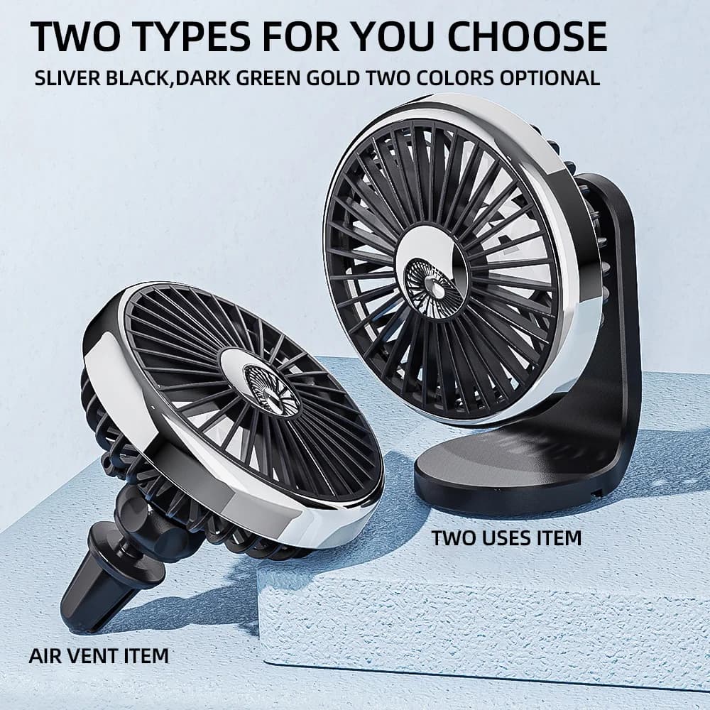 Ventilateur 12-24V pour voiture Sortie d'air universelle 230 Multifonction Mini USB 360 ° Circulateu