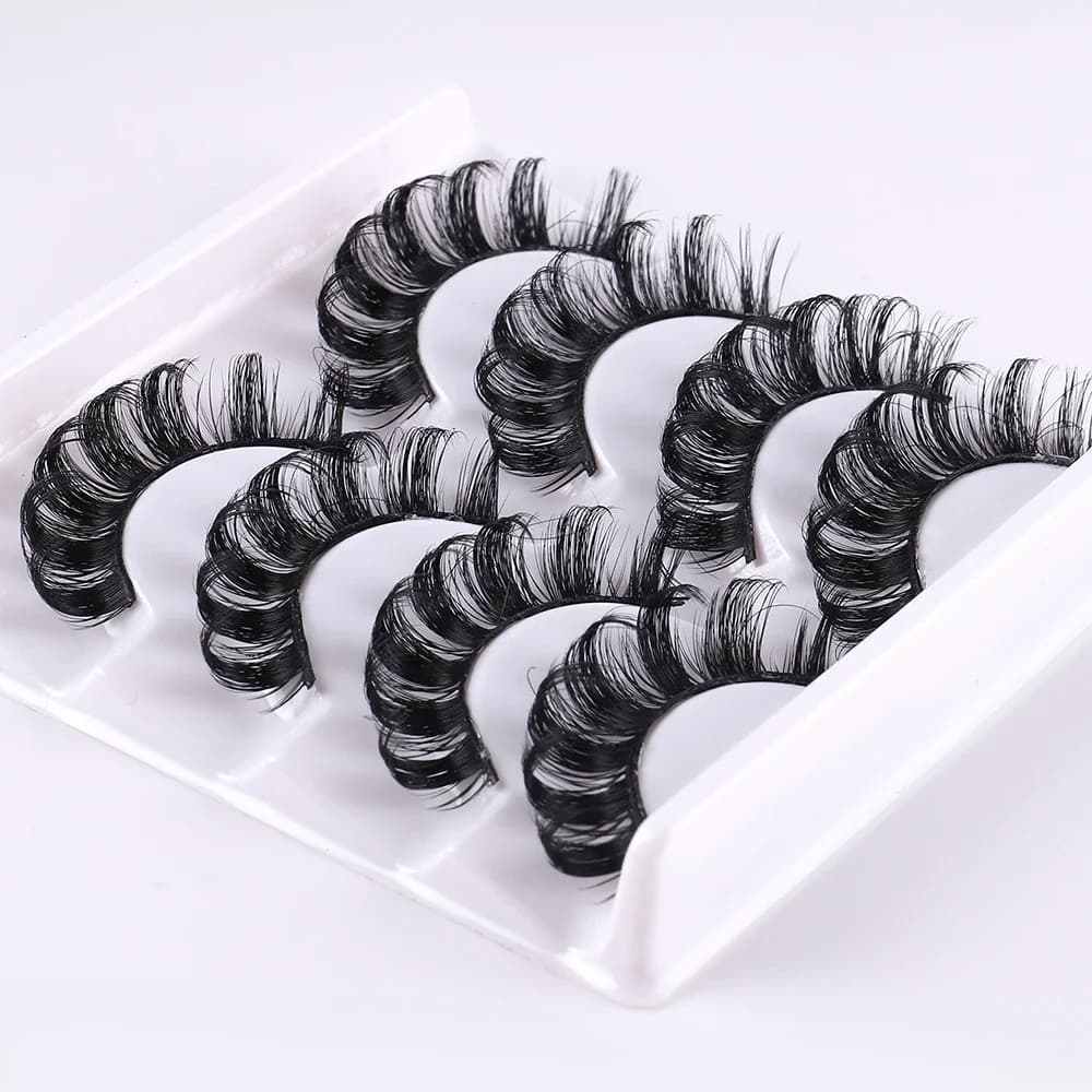 4 paires de cils à bande russe cils de vison moelleux faux cils 3D cils de Volume russe faux cils