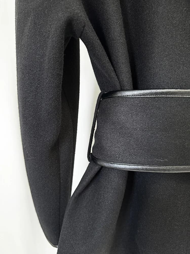 HIGH STREET Nouveauté 2026 Manteau de créateur pour femme en mélange de laine à manches chauve-souri
