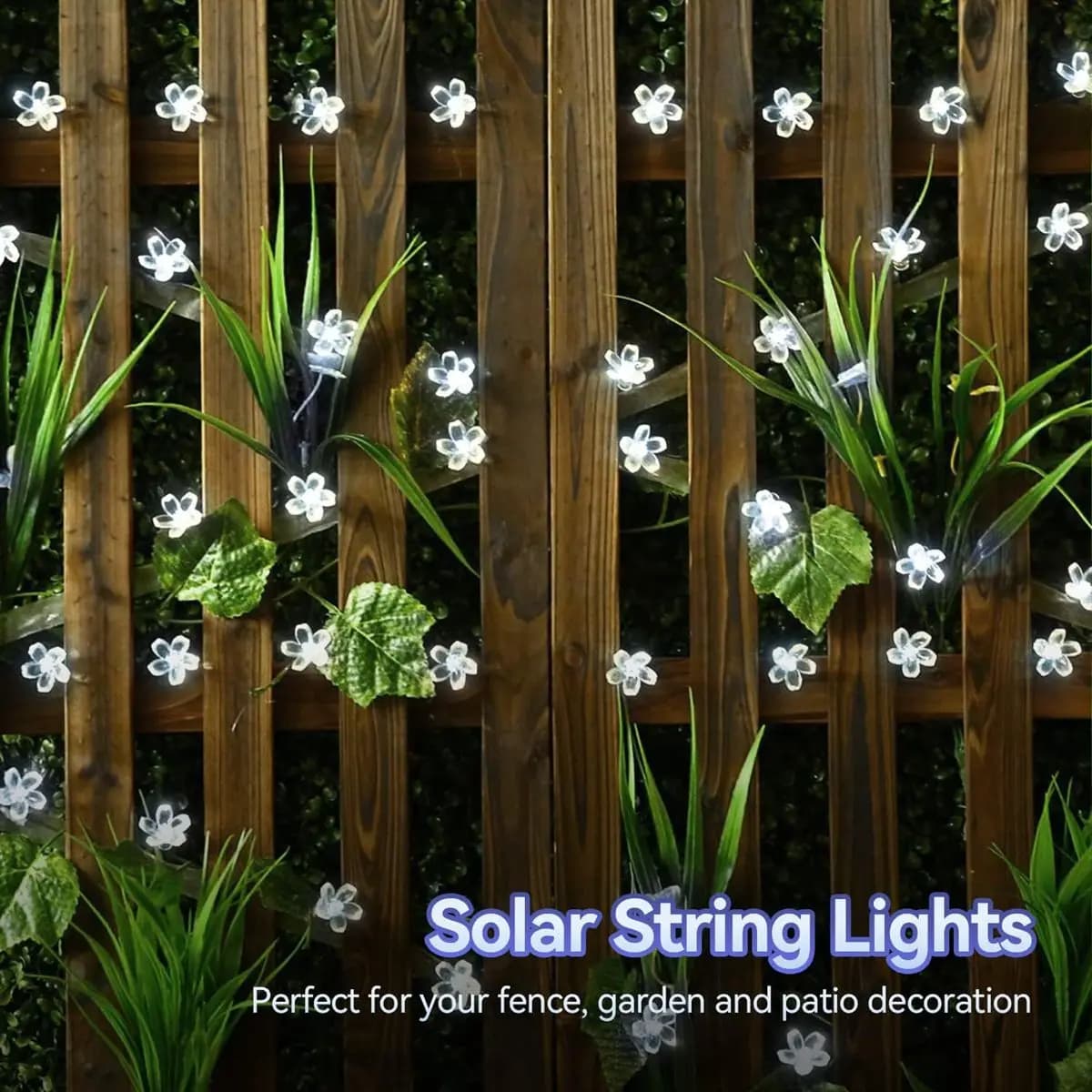 1PC chaîne solaire fleur lumières extérieur étanche 20/30/50/100 LED fée lumière pour jardin clôture