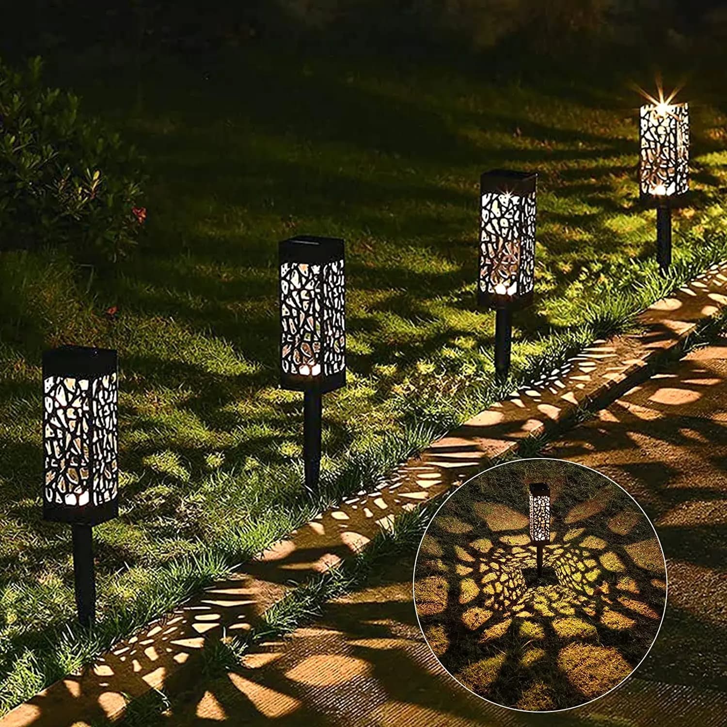 Lumière de jardin solaire étanche lampe de pelouse extérieure jardin projecteur solaire voie paysage