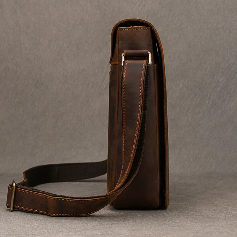 Sac messager Vintage en cuir véritable pour hommes, sac à bandoulière épais en cuir de vache, petit 