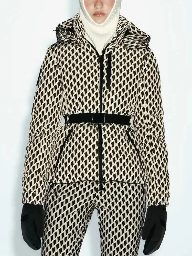 Manteaux Parkas de Sport rembourrés à capuche pour femmes, taille haute, avec ceinture, élégants, ép