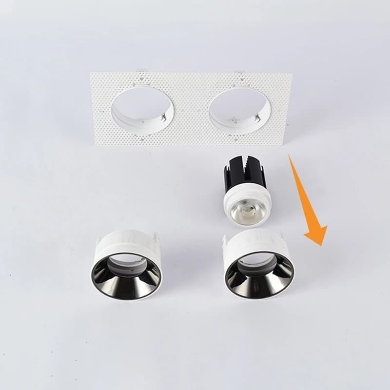 Plafonnier LED carré encastrable GU10/MR16, avec Double tête, sans bordure, cadre de montage, suppor