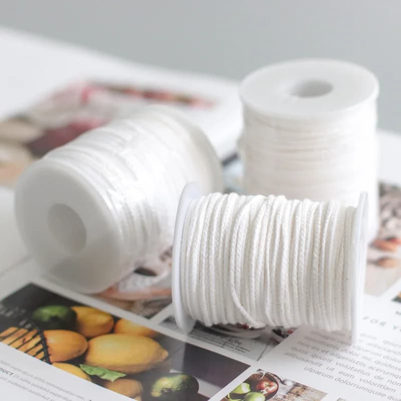 Mèche de bougie blanche en coton tissé, 61 mètres/rouleau, bobine, matériel de fabrication de bougie