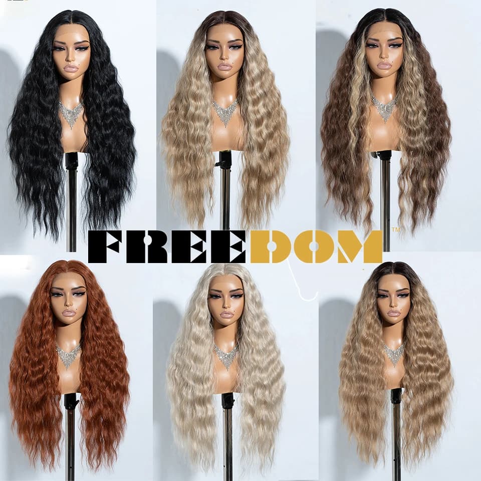 FREEDOM – perruque Lace Front Wig synthétique ondulée longue et profonde, perruque Lace Wig blonde o