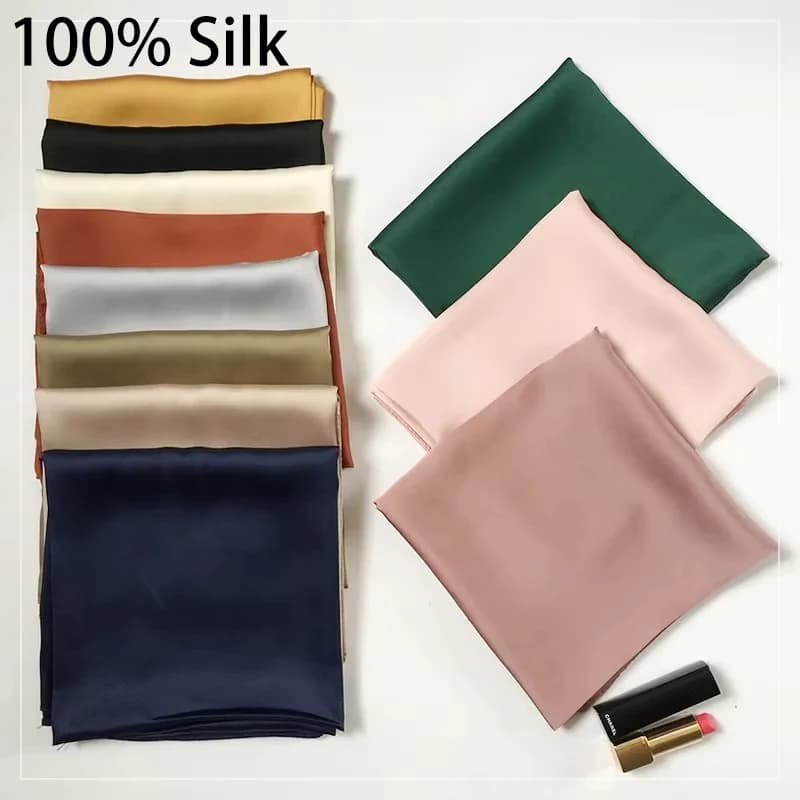 70Cm 100% foulard en soie de mûrier femmes foulards carrés Bandana Wrap foulard mûrier printemps mod