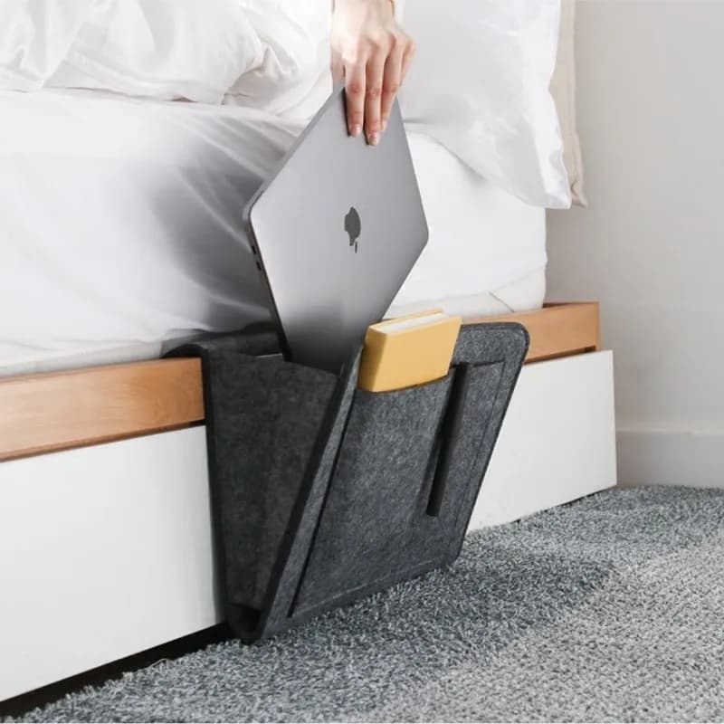 Sac de rangement suspendu en feutre, dortoir, lit, canapé, chambre à coucher, tapis, contenu de maga