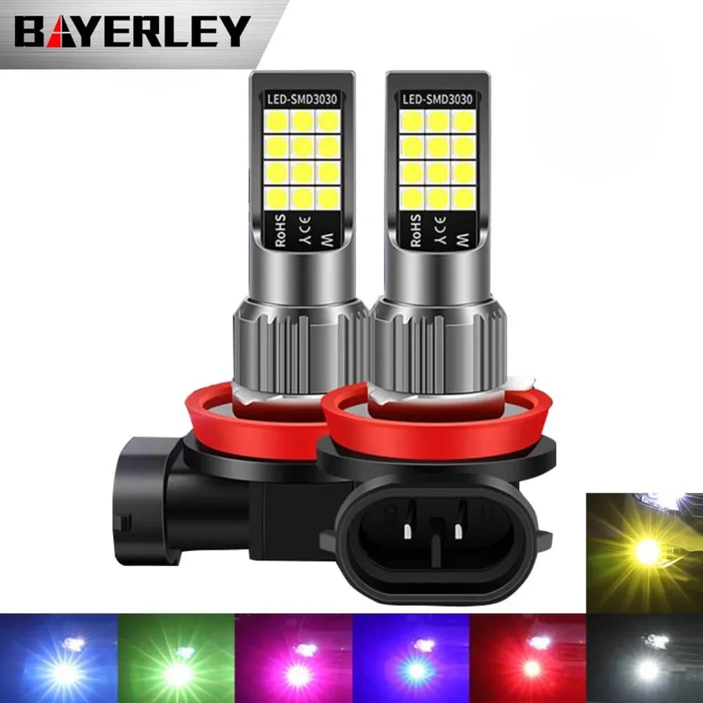 Feu antibrouillard LED pour voiture H11 H7 9005 9006, avec clignotant d'avertissement d'urgence, lum