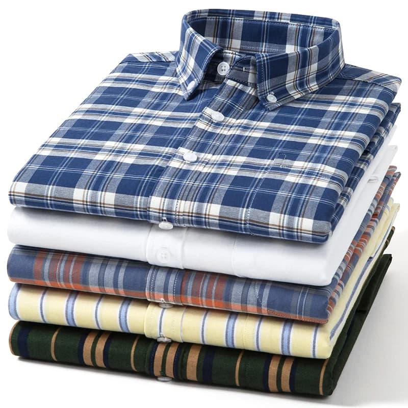 Nouveau 100% pur coton chemise pour hommes à manches longues classique polyvalent doux respirant déc