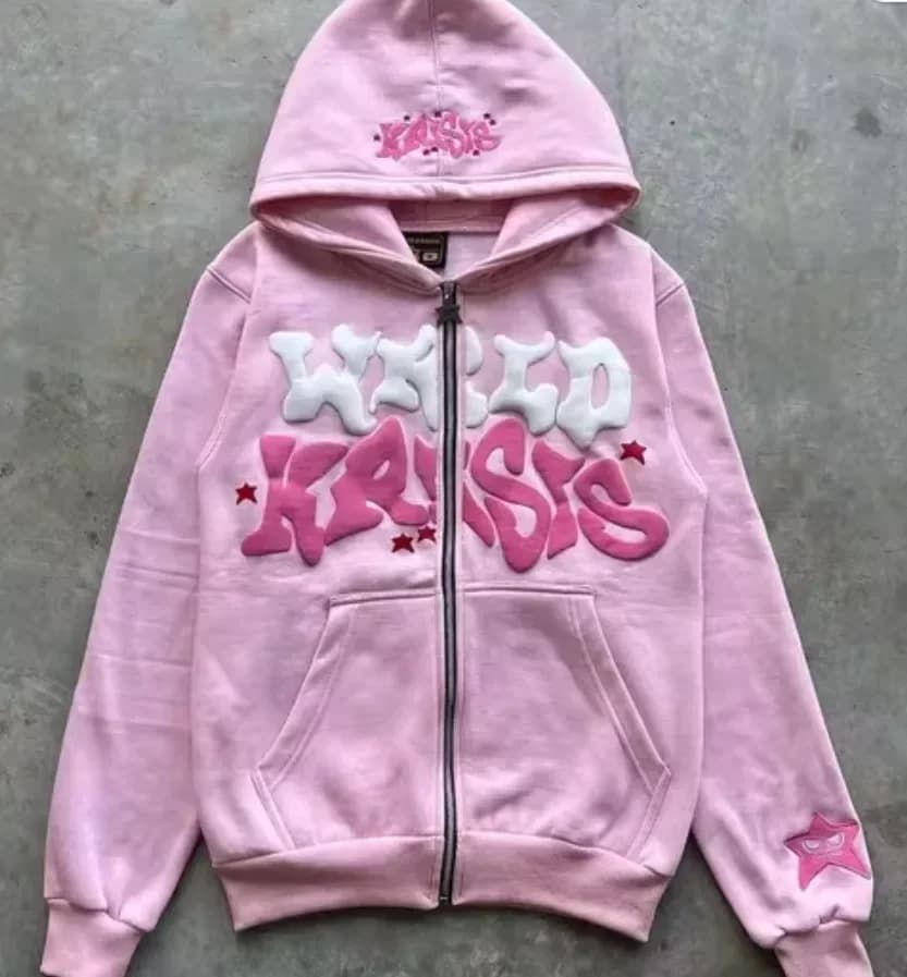 Sweat à capuche zippé avec lettres de style américain rétro, unisexe, idéal pour être associé à une 