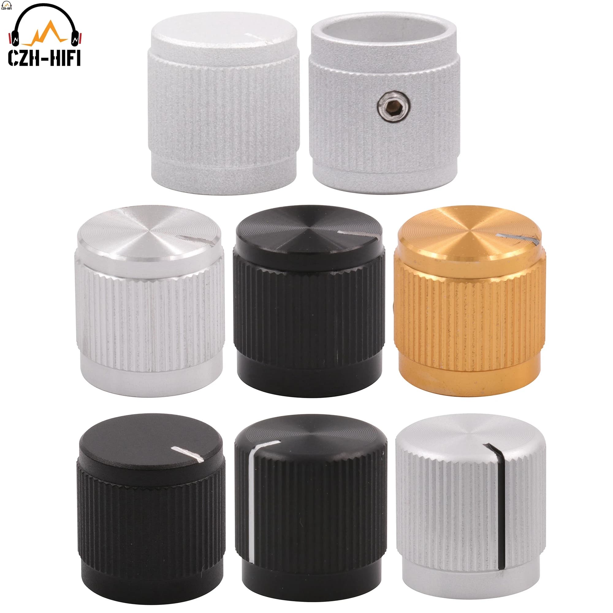 Mini bouton entièrement en aluminium, 15x15mm, pour amplificateur Audio, potentiomètre, contrôle du 