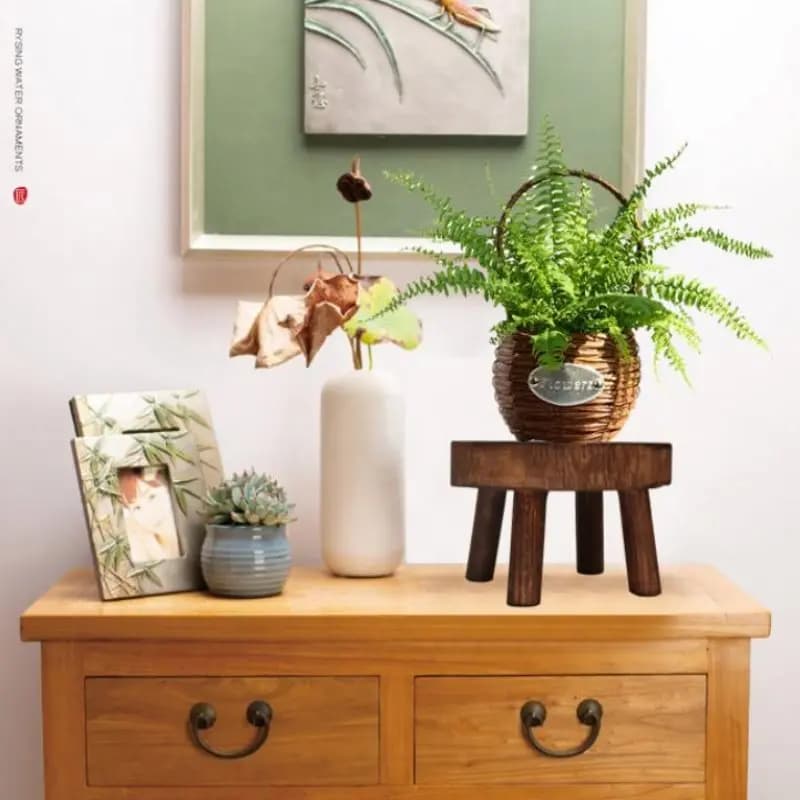Support de plante en bois, support de base de pot de fleur, affichage de fleur de jardin de tabouret