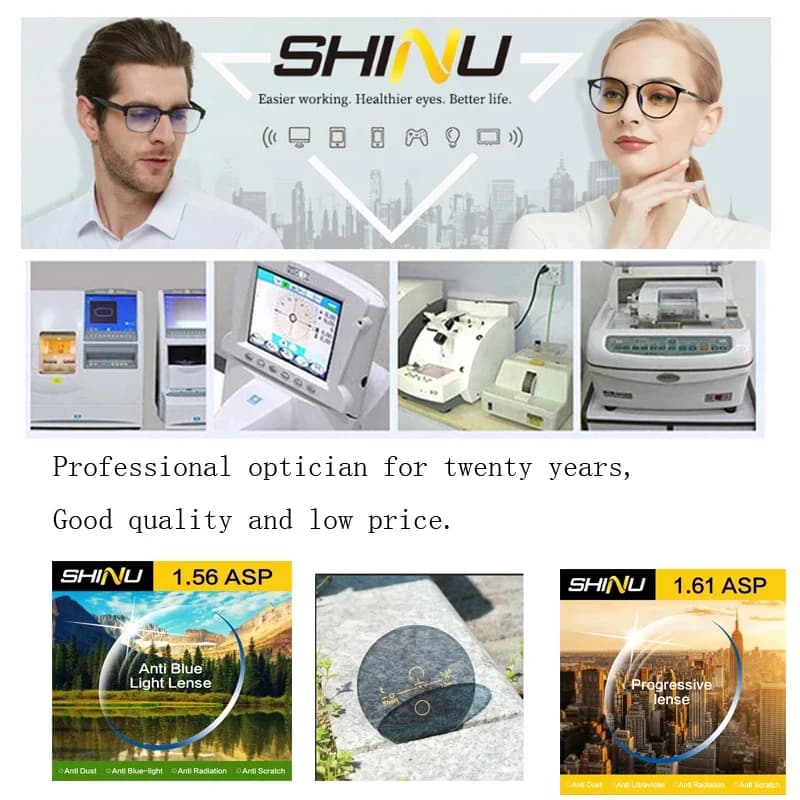 SHINU-Lunettes de lecture multifocales progressives pour hommes, presbytie, hypermétropie, lunettes 