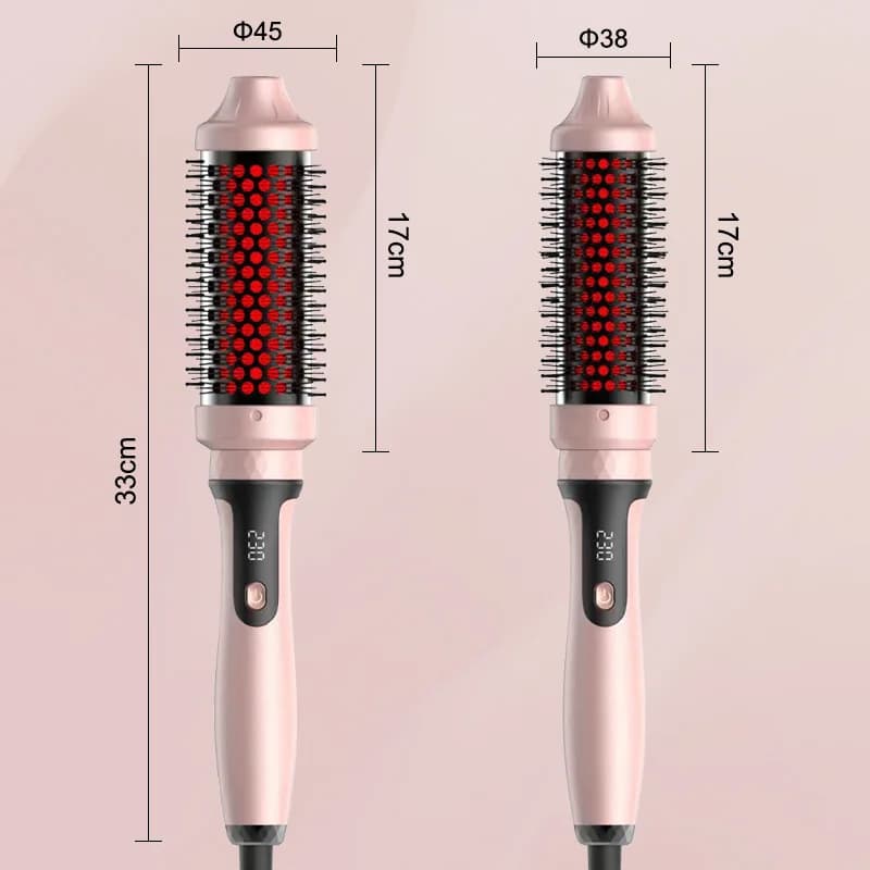 Brosse thermique infrarouge en céramique, fer à friser chauffant, brosse ronde de 45 mm, fer à frise