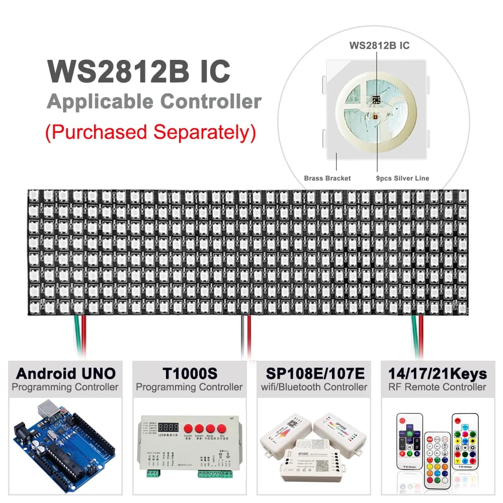 Écran numérique flexible WS2812, 1 à 10 pièces, Module de panneau LED, lumière WS2812B, adressable i