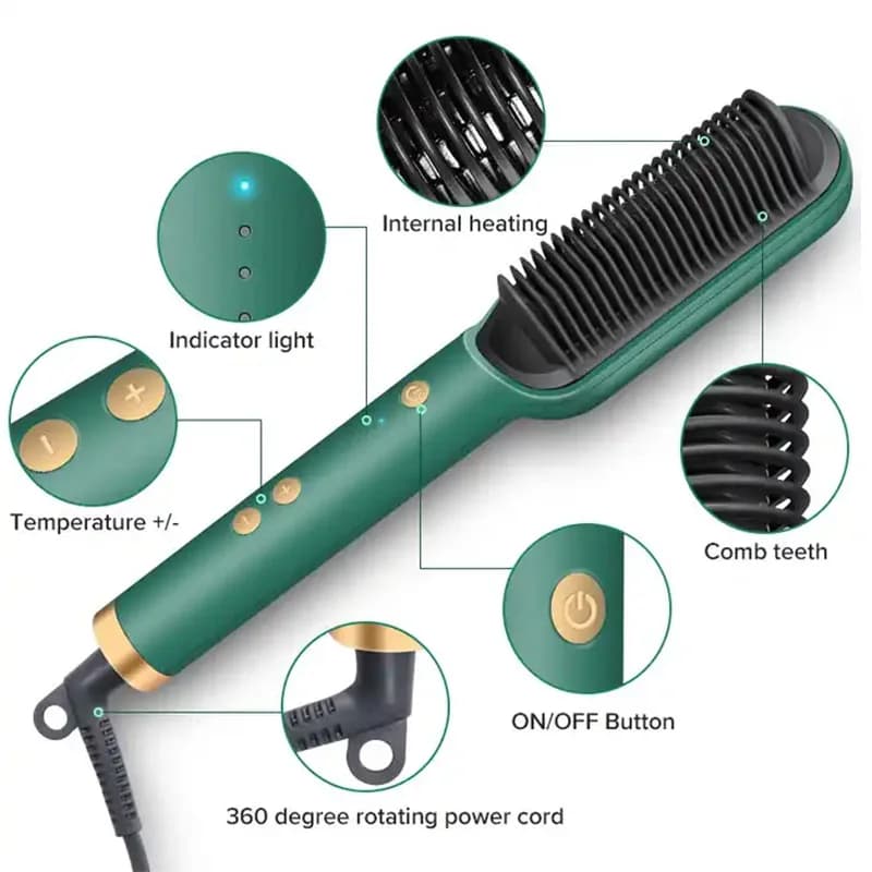 Brosse à lisser électrique PTC pour femme, sèche-cheveux en une étape, fer plat en céramique, peigne